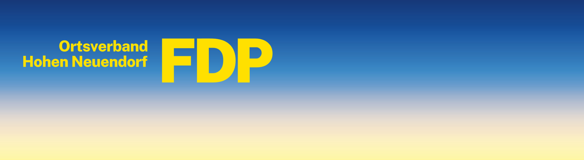 Schriftzu gelb auf blau: FDP Ortsverband Hohen Neuendorf; Header der Webseite https://www.fdp-hohen-neuendorf.de